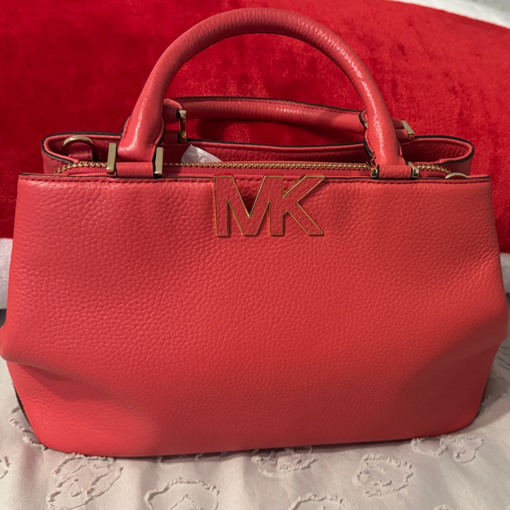 Michael Kors Coral Satchel with Gold Accents